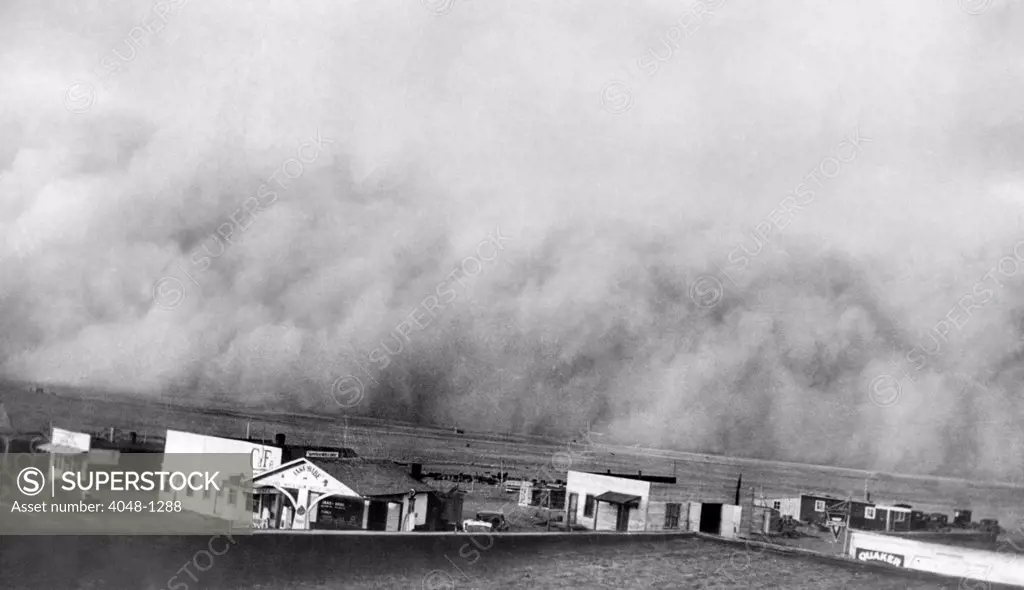 A dust storm hits Springfield, Colorado, 1936