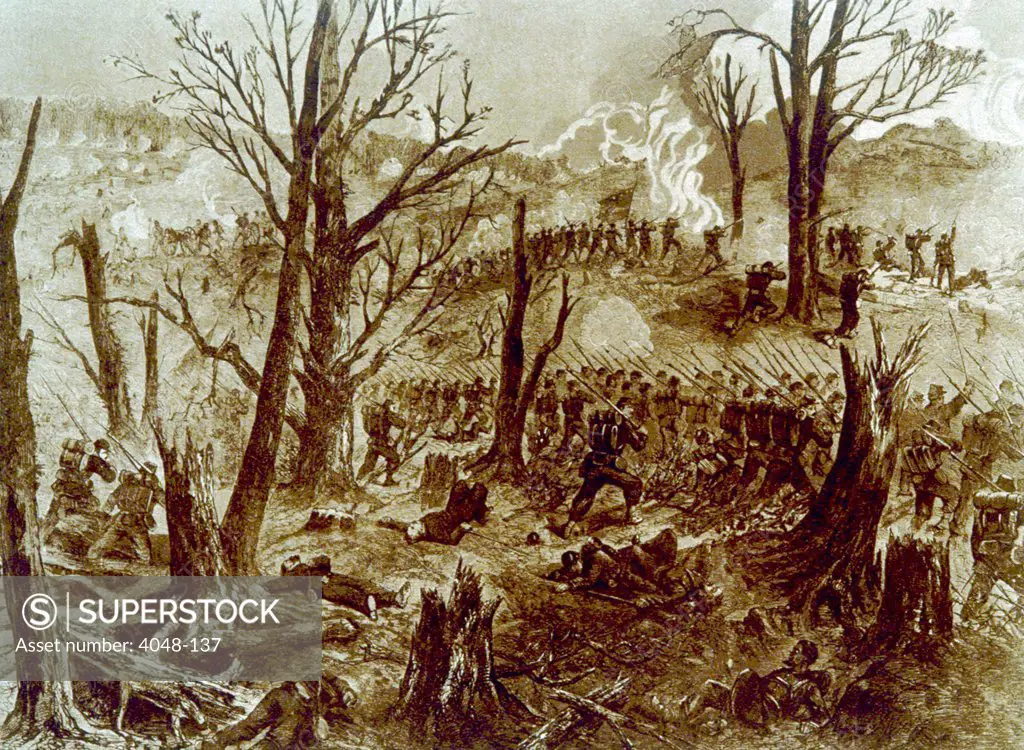 The Battle of Chattanooga, the capture of Missionary Ridge by Union forces under General Thomas, November 25, 1863, from The New York Times