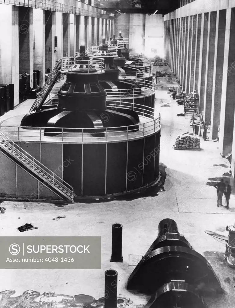 Generators at Hoover Dam power house, 1937