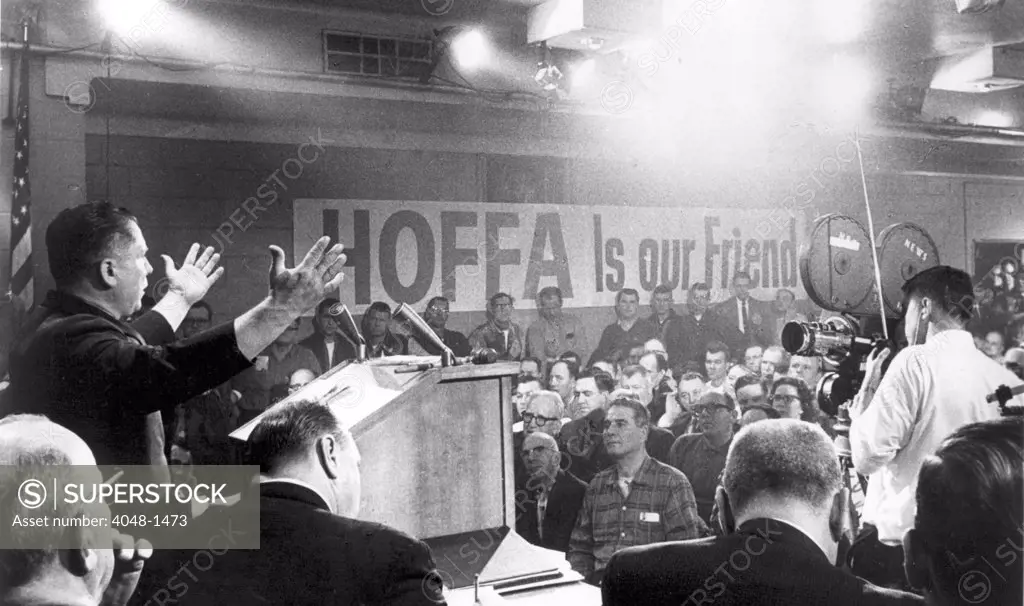 JAMES R. HOFFA- At a Teamster local meeting in Detroit. 1963
