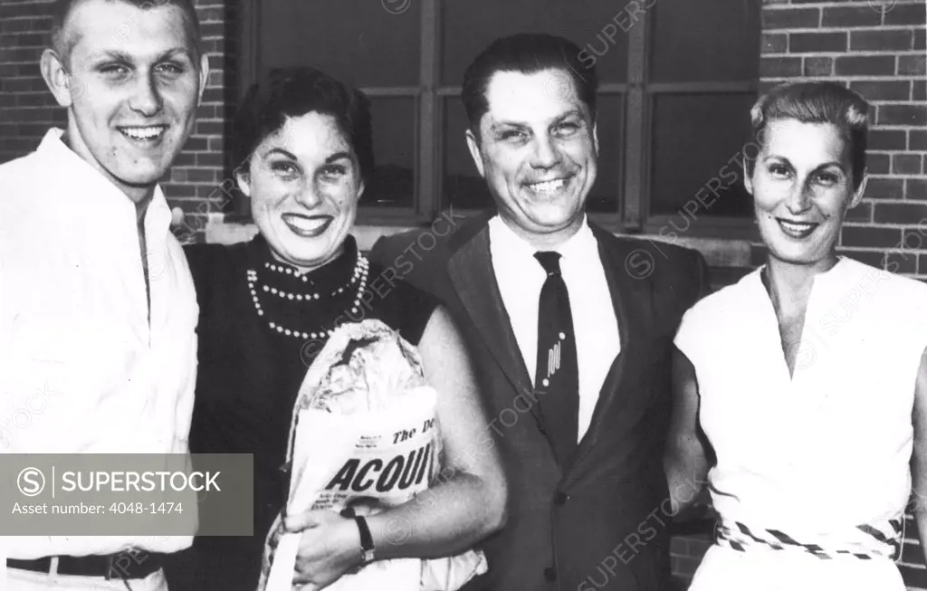 JAMES R. HOFFA-With his wife, son & daughter in Detroit, MI. 7/20/57