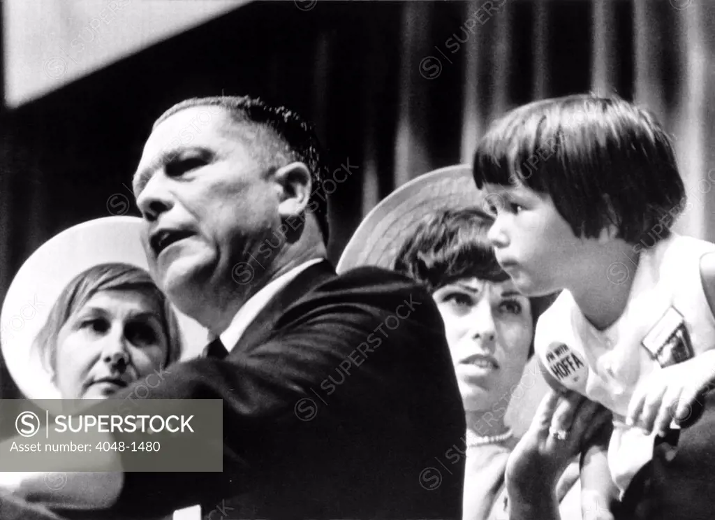 JAMES R. HOFFA-With his wife ,daughter and granddaughter at the 19th Convention of the International Brotherhood of Teamsters, Miami Beach, FL. 7/4/66