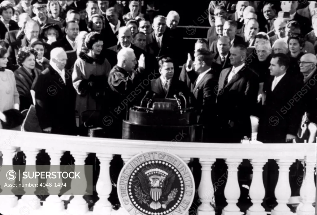 John F. Kennedy being sworn in as president, 1960, CSU Archives