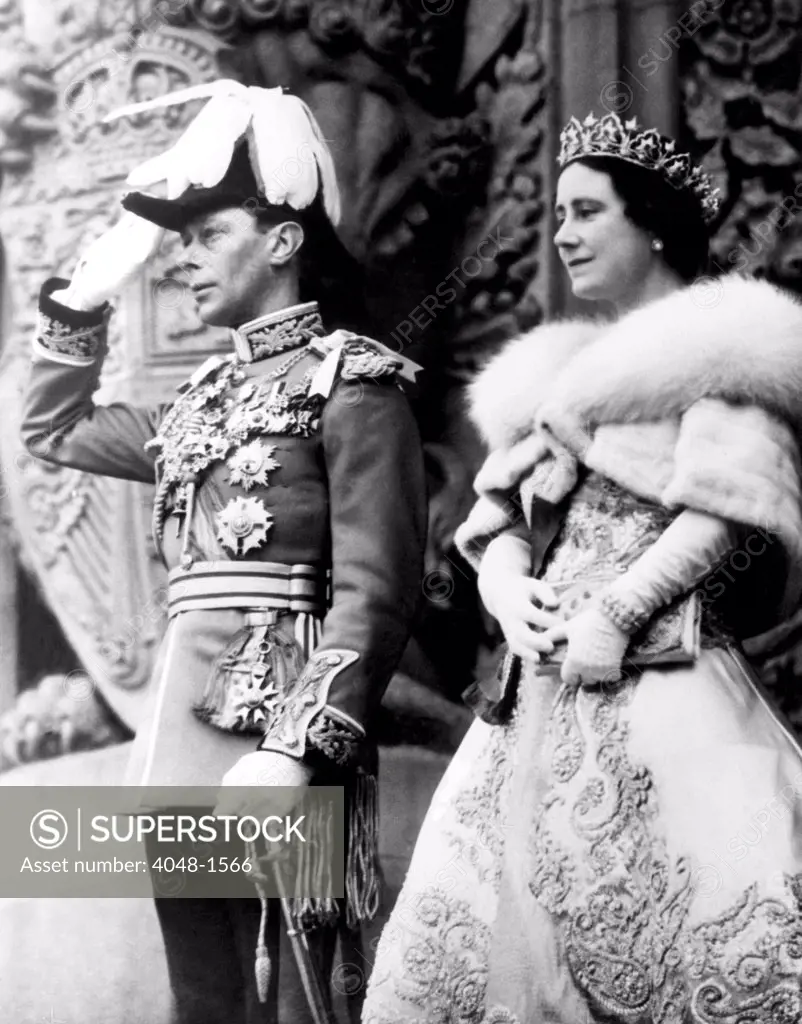 King George VI, Queen Elizabeth, at the Parliament Building, Ottawa, Canada, May 19, 1939, CSU Archives/Courtesy Everett Collection