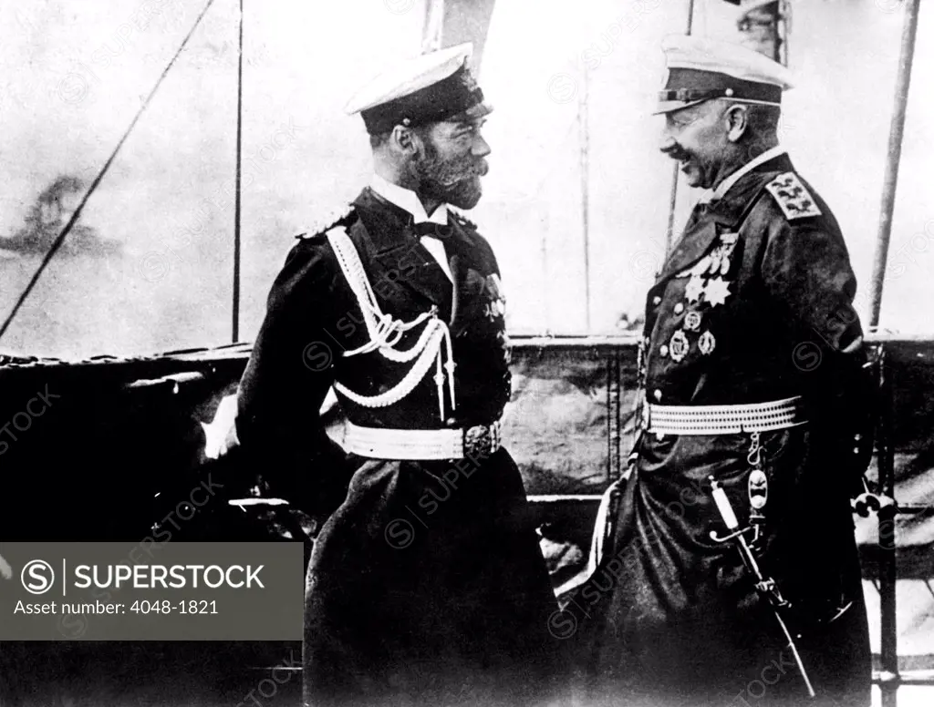 Czar Nicholas II of Russia with Kaiser Wilhelm II of Germany, early 1910s