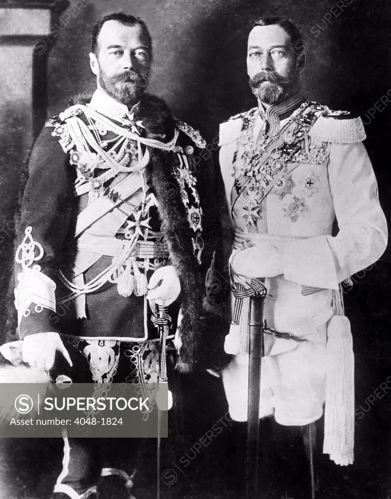 CZAR NICHOLAS II of Russia (L), and KING GEORGE V of England, c. mid 1800s