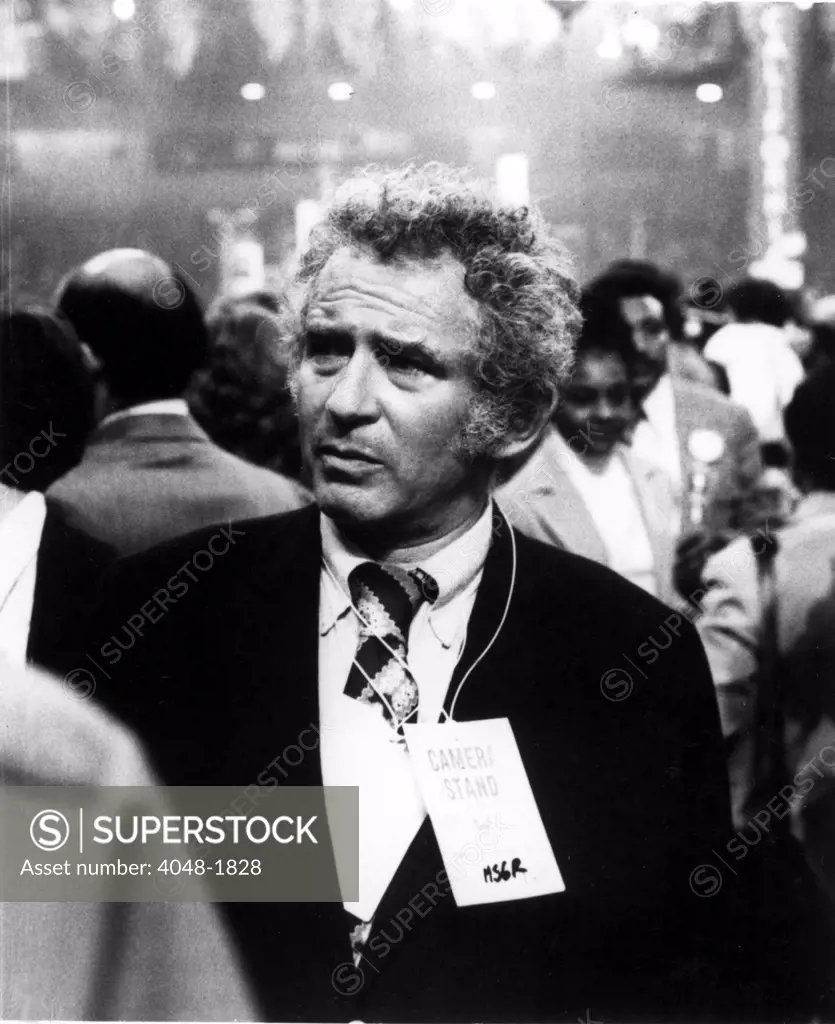 Author Norman Mailer at a political convention in 1972.