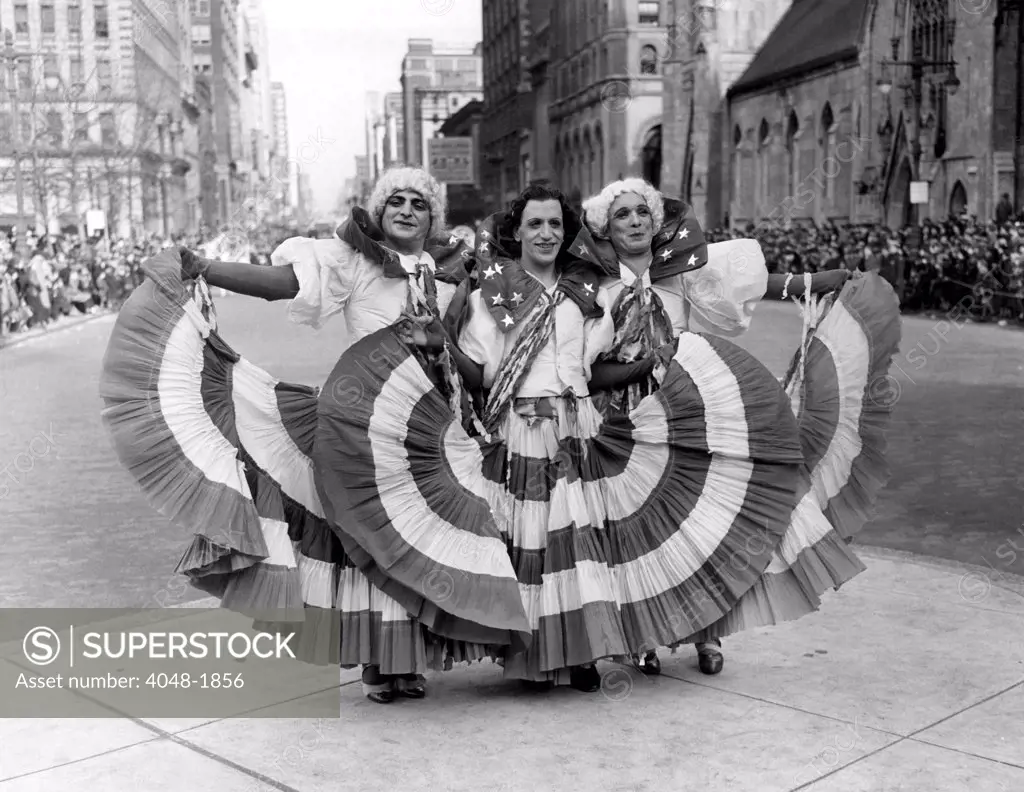 Drag queens at the Mummers Day Parade in Philadelphia on New Year's Day, 1937