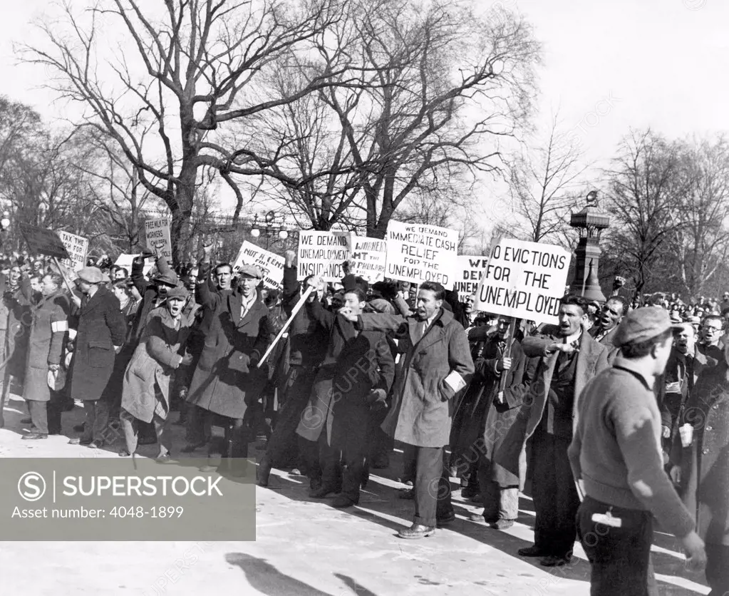Communist marchers heading towards the White House demanding unemployment insurance and cash relief, Washington DC, December, 7, 1931