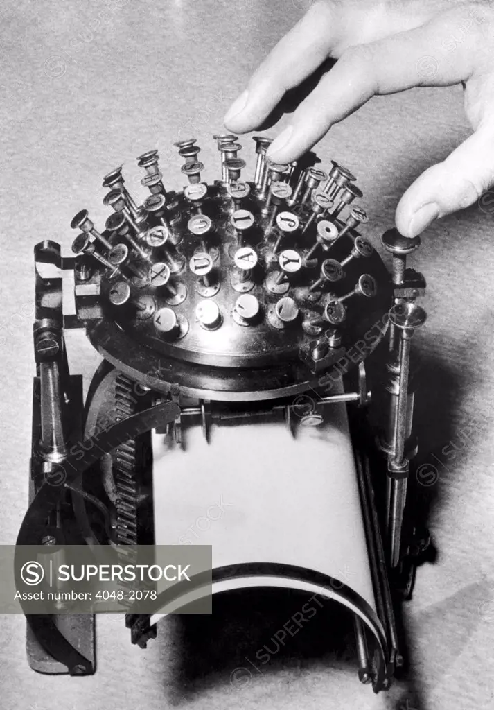 A typewriter designed to conserve the metal needed for the war effort during World War II, c. 1940s.