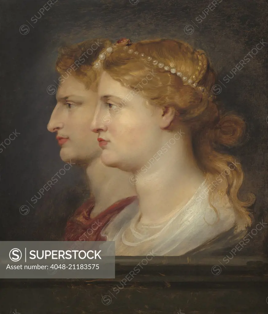 Agrippina and Germanicus, by Peter Paul Rubens, 1614, Flemish paintings, oil on panel. The tragic Roman Imperial family couple, whose presumed succession after Emperor Tiberius was denied by Germanicus' early death. Instead Tiberius was succeed by their s (BSLOC_2016_5_37)