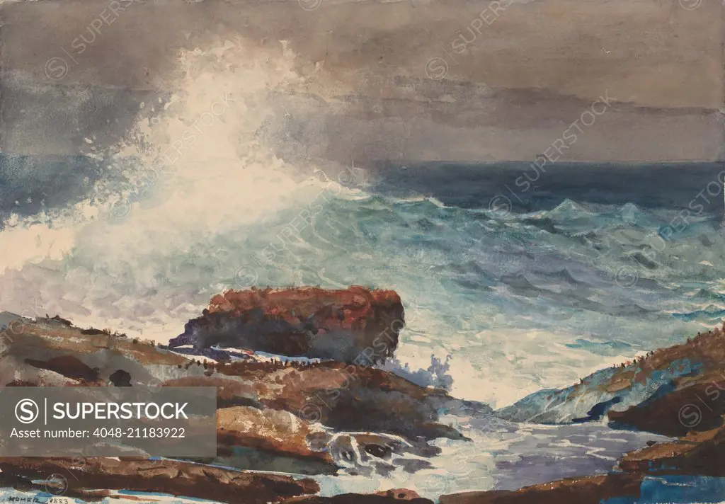 Incoming Tide, Scarboro, Maine, by Winslow Homer, 1883, American painting, drawing, watercolor on paper (BSLOC_2016_6_49)