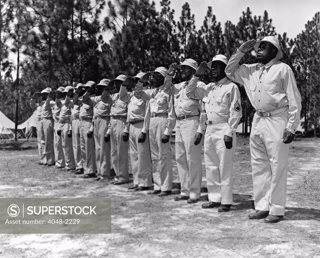 Members of the 2nd Batillion of the 25th Infantry of the U.S. Army, around 1941, Camp Polk, LA.
