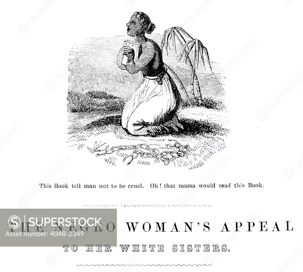 Image Detail from front page of abolitionist poem: 'The Negro Woman's Appeal To Her White Sisters', Richard Barrett, printer, Mark Lane, London, circa 1850s.