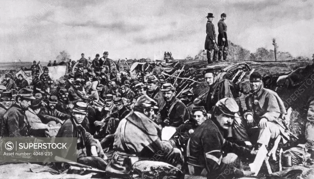 The Battle of Petersburg, Union soldiers in trenches prior to the battle, 1864, from The New York Times