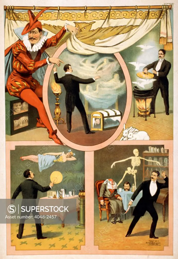 Poster for stage and magic show, Zan Zig performing in four magic vignettes, 1899.