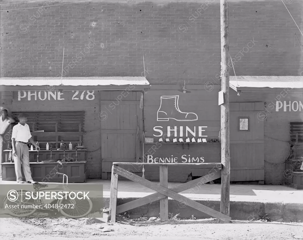 Shoeshine stand, Southeastern U.S., by Walker Evans, 1936.