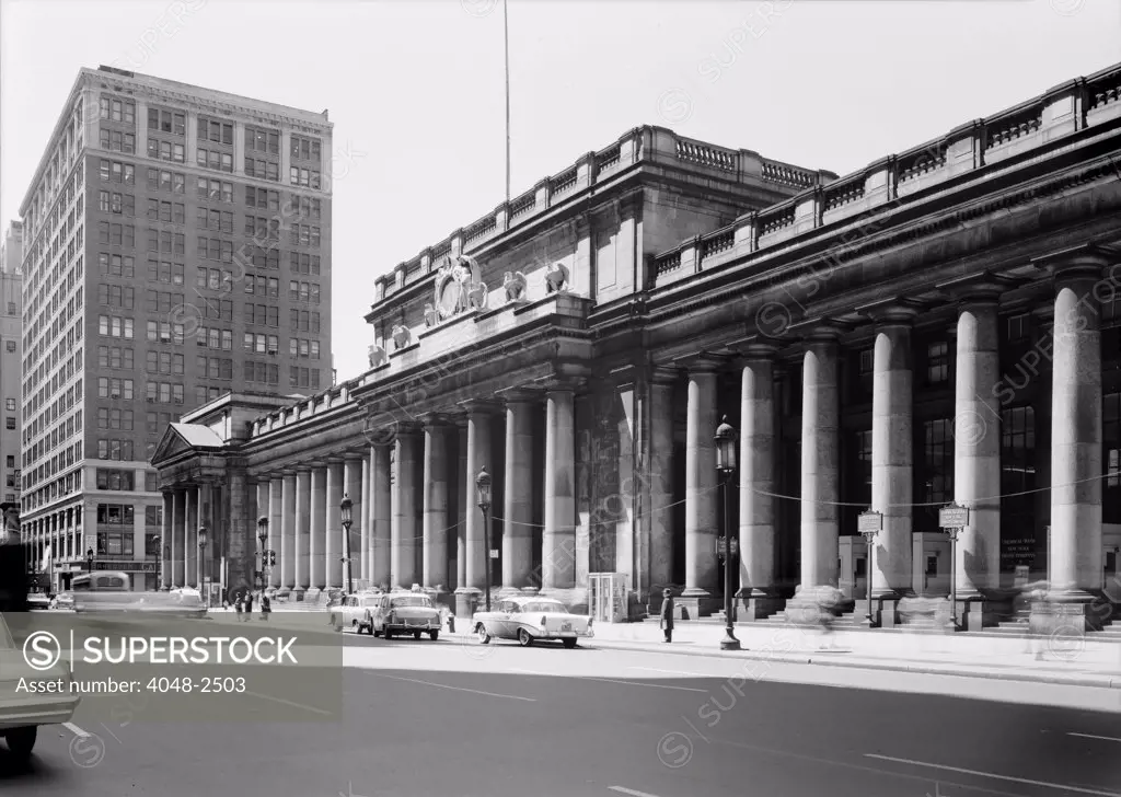 Pennsylvania Station, exterior, New York City, circa 1962.