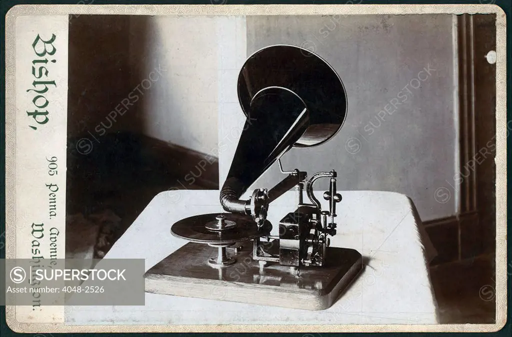 Motorized gramophone, circa 1890s.