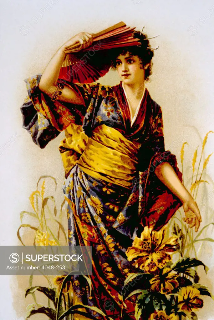 Woman wearing a kimono, from a lithograph dated 1895
