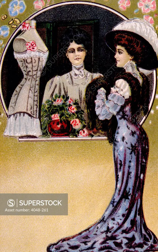 Women's fashion, as depicted in a 1909 lithograph. Photo: Courtesy Everett Collection