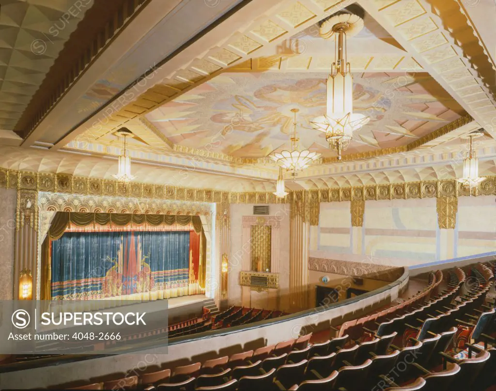 Movie Theaters, The Washoe Theater, view of the theater from the balcony, designed by B. Marcus Priteca, 305 Main Street, Anaconda, Montana, circa 1994.