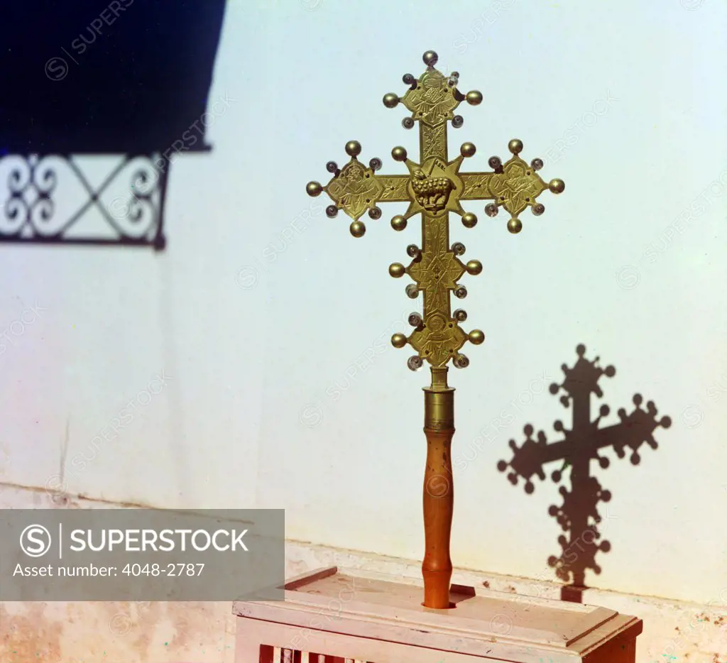 Opposite side of the cross in Borodino's Orthodox church. Borodino, Russia ca. 1911