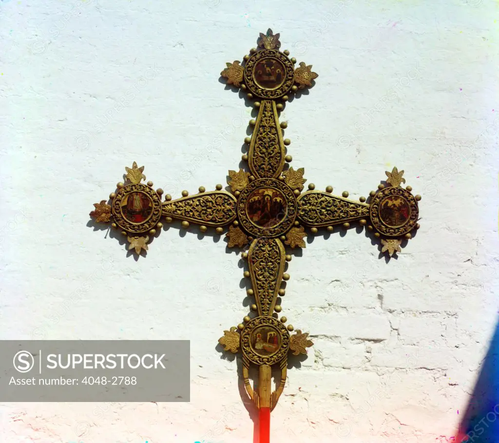 Cross behind the altar, in the Church of Saint John Chrysostom, from the time of the first Romanovs, Russia, ca. 1911