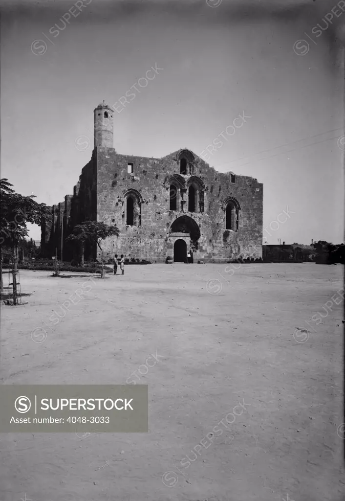 Tartous, the Crusader cathedral, exterior, Syria, circa 1936.