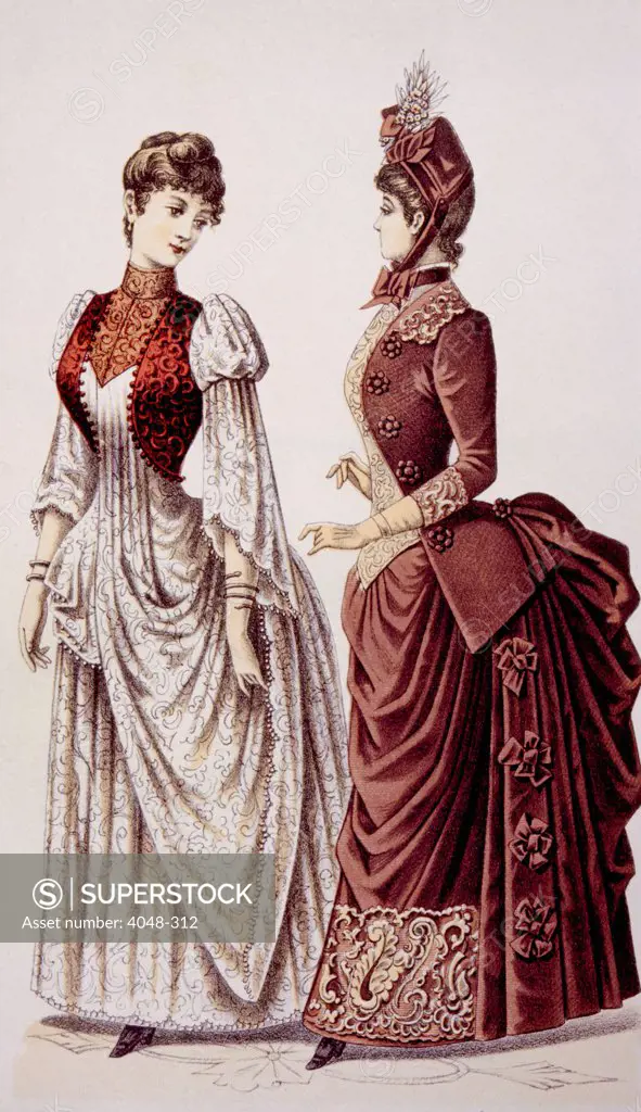 Women's fashions as pictured in Godey's Lady's Book, circa 1880. Photo: Courtesy Everett Collection