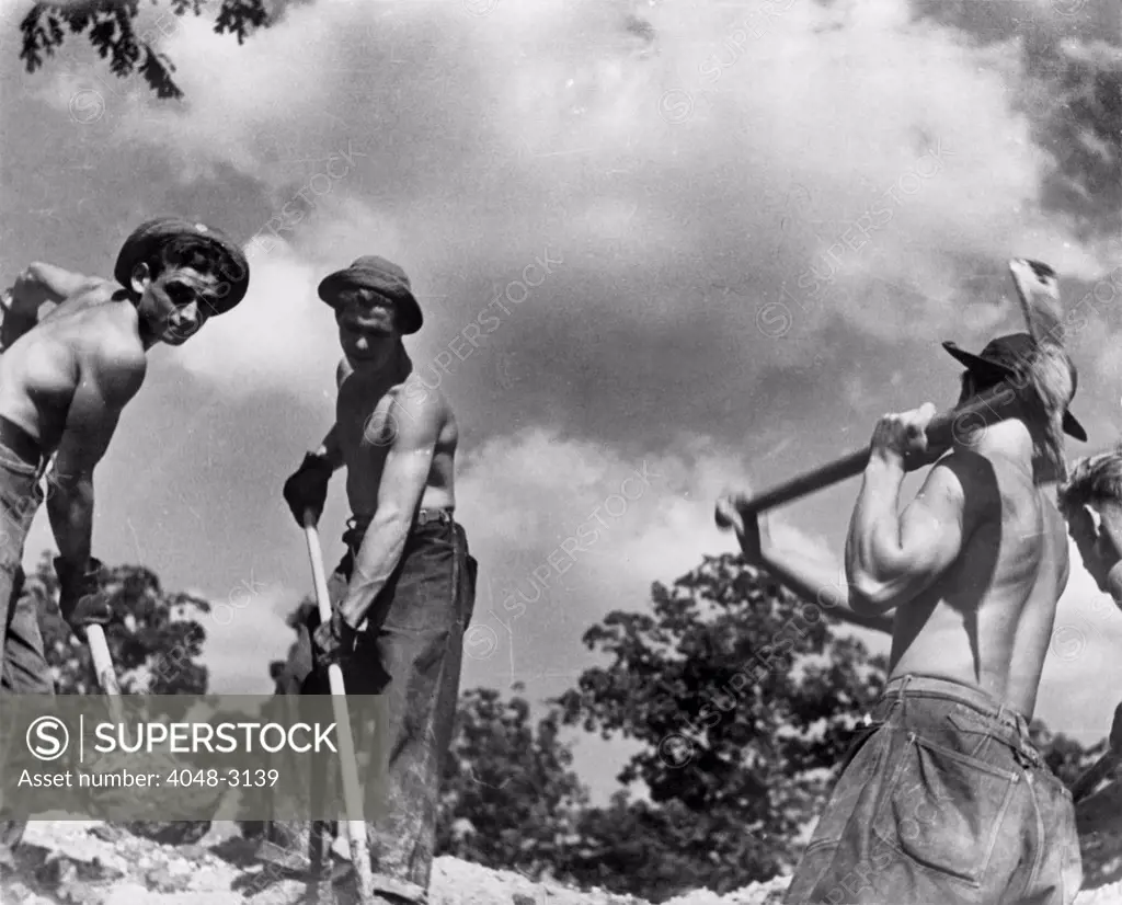 Civilian Conservation Corps boys at work, United States Resettlement Administration, photograph by Carl Mydans, Maryland, August, 1935.