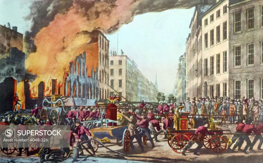 The Life of a Fireman IV, Currier & Ives, 1854.