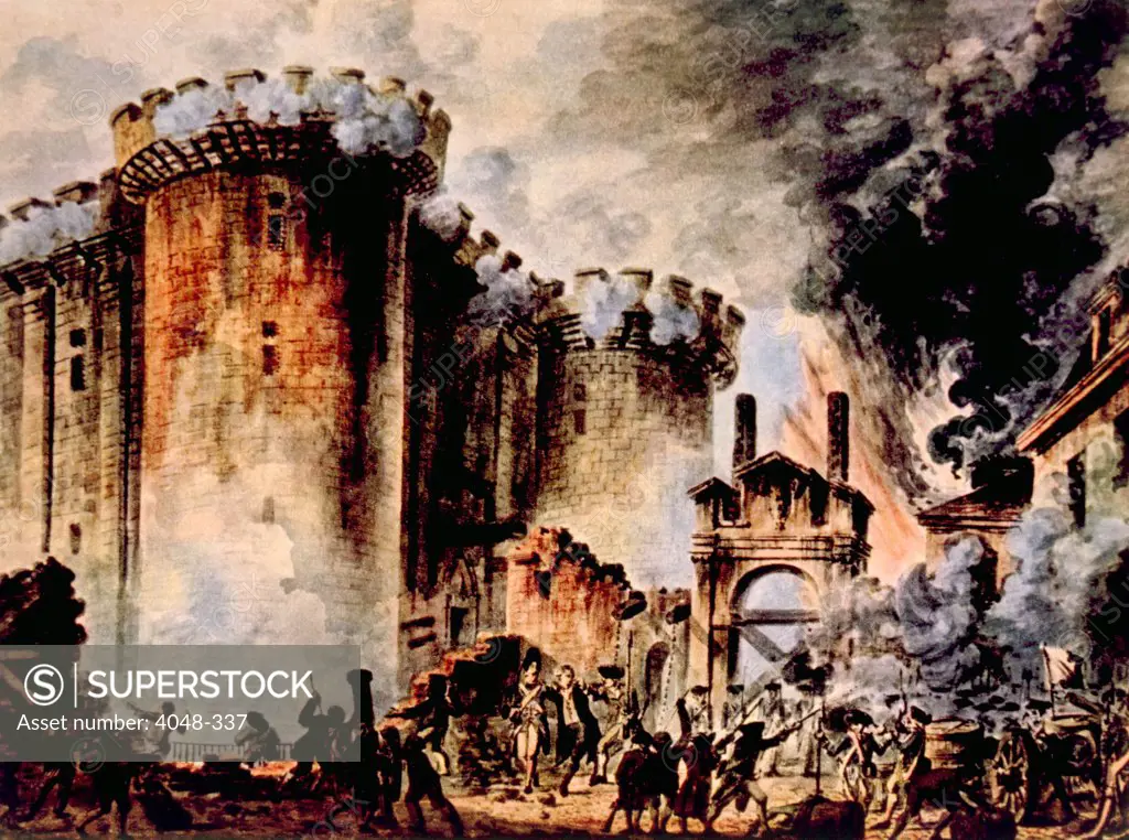 The storming of the Bastille, Paris, 1789.