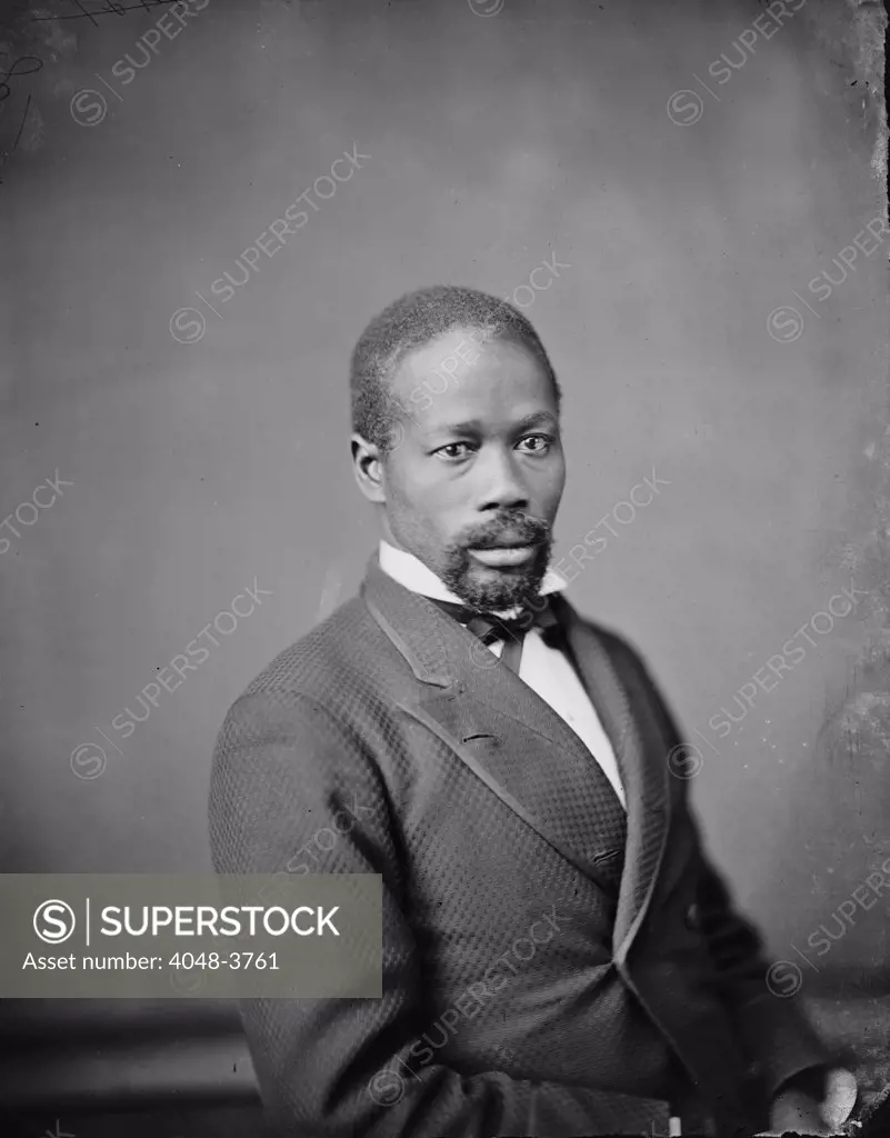 Portrait of an African American man, Honorable Jeremiah Haralson, American Legislator of Alabama, killed by wild beasts near Denver, Colorado, circa 1856-1880.
