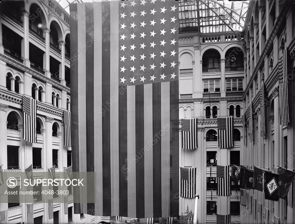 American Flag at Post Office, photograph 1925.