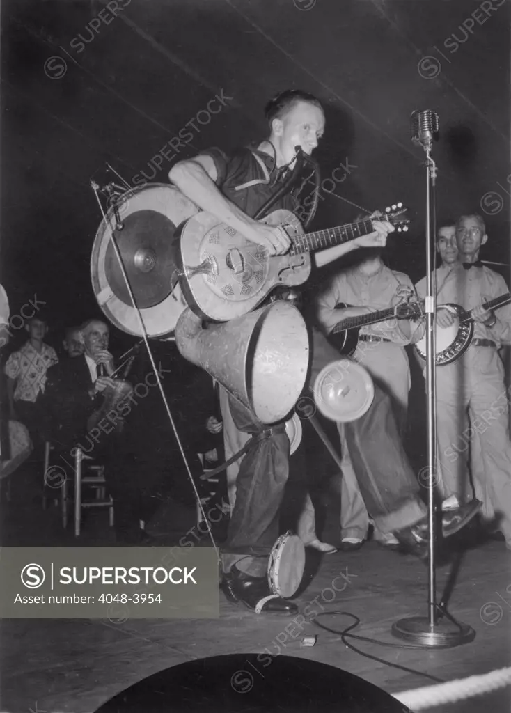 One-man band at the Mountain Music Festival, Asheville, North Carolina, photograph, 1938-1950.