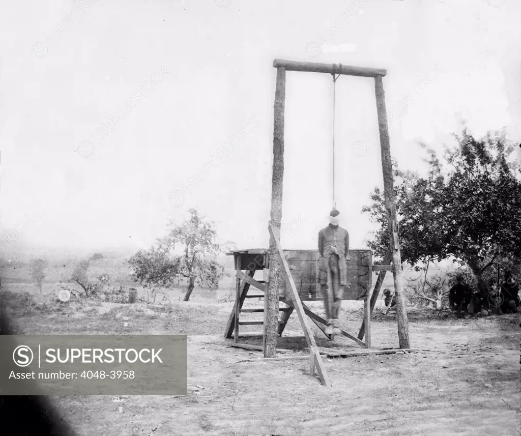 The Civil War, an executed African American man, title: 'The hanged body of William Johnson, A negro soldier', Jordan's Farm, Petersburg, Virginia, photograph, June 20, 1864.