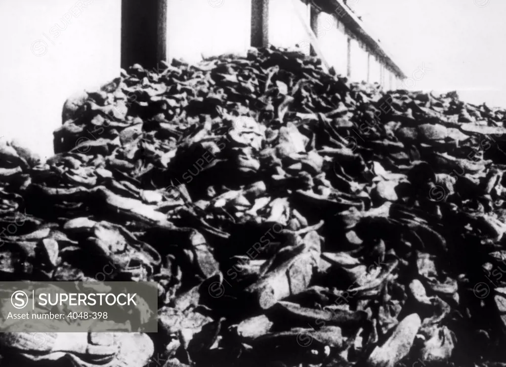 Shoes taken from concentration camp inmates, 1945