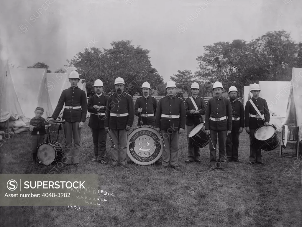 Kit Carson's band, Camp McKibbin, photograph, 1893.