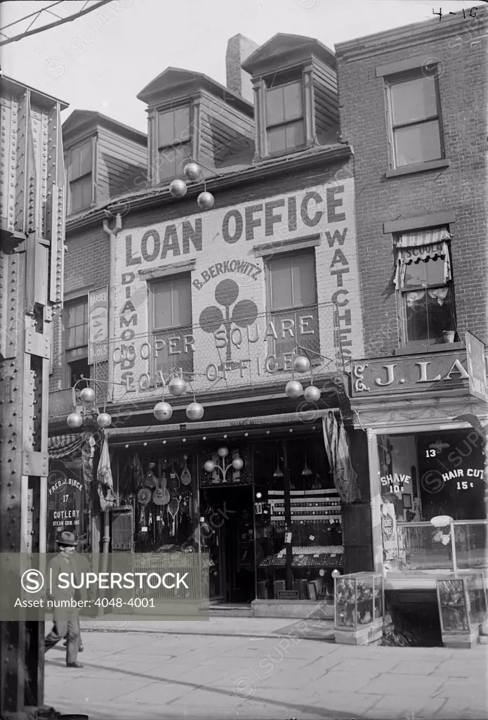 Pawn shop, photograph, 1900s-1930s.