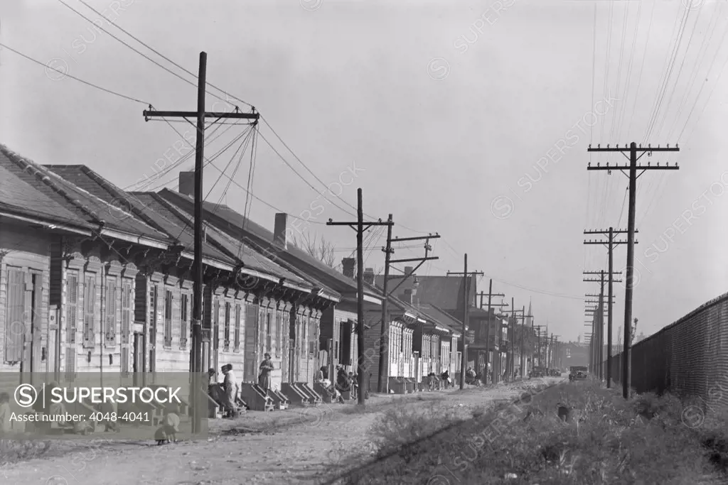 New Orleans, African American street, original title: 'Negro Street', Louisiana, photograph by Walker Evans, December, 1935.
