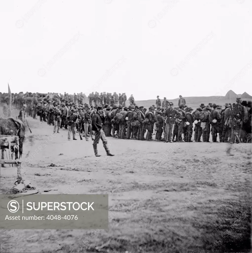 The Civil War, Confederate prisoners on the way to the rear, captured at Five Forks, Virginia, photograph, April, 1865.
