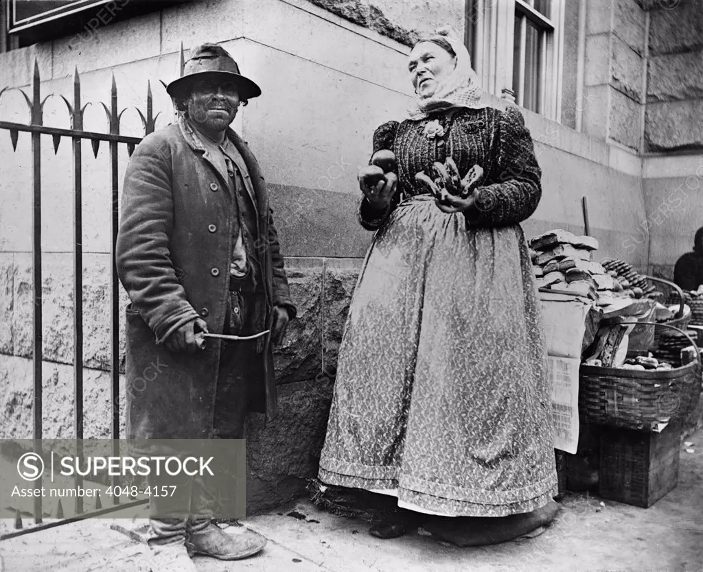 New York City, street types of New York City, pretzel vendor, photograph by Elizabeth Alice Aesten, 1896