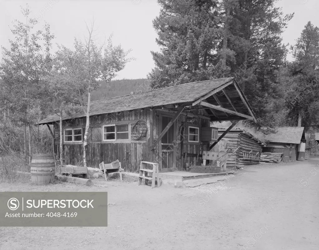Taxidermy Shop, Holzwarth Trout Lodge, Trail Ridge Road, Grand Lake vicinity, Grand County, Colorado, photograph by Arnold Thallheimer, circa 1930s
