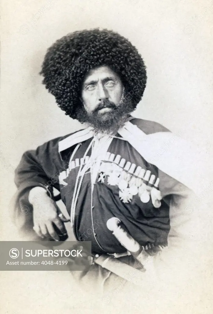 Transcaucasian Cossack. Portrait carte de visite ca. 1870-1886