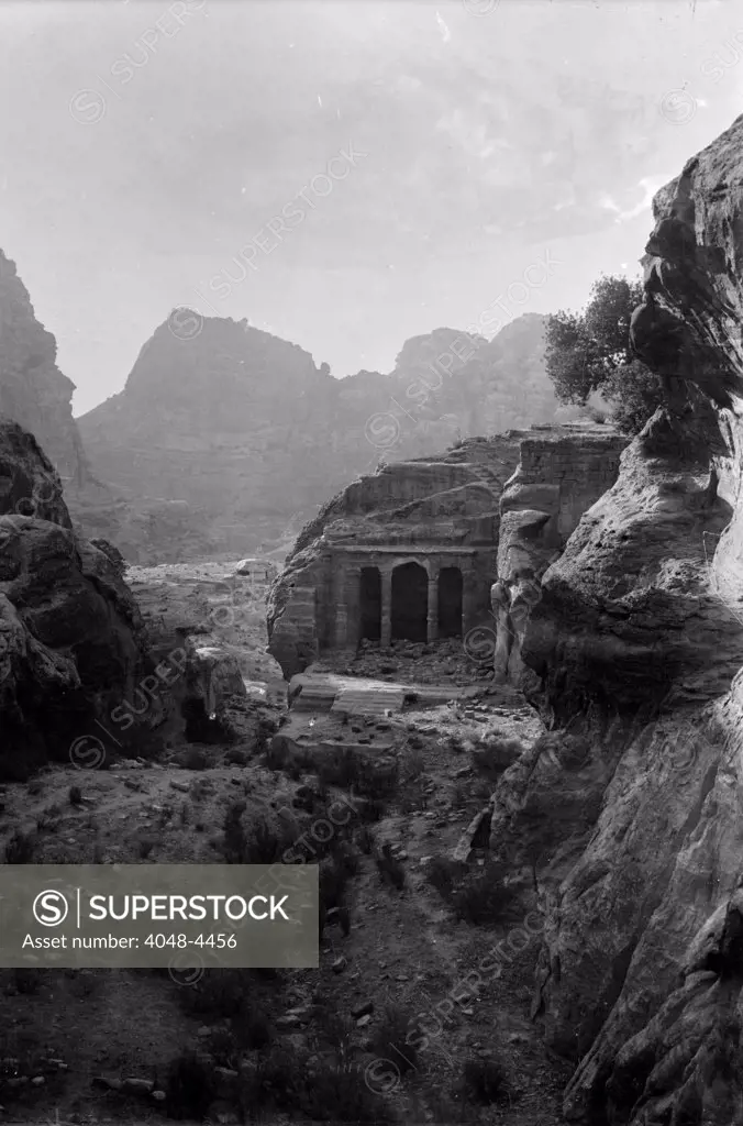 Mount Sinai, Trans-Jordan. Petra, funeral chapel of the Roman style, circa 1898-1946