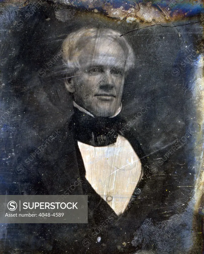 Horace Mann, Whig and Free Soil Congressman from Massachusetts, half plate daguerreotype, gold toned. 1844-1859