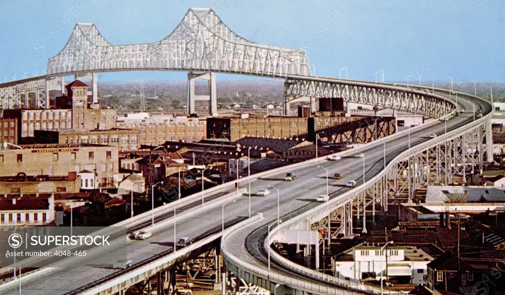 New Orleans, Mississippi River Bridge, opened 1958.
