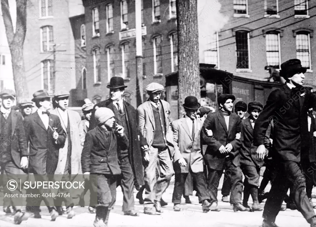 Big Bill Haywood, leads Lowell strike parade. Lowell, Massachusetts, 1912