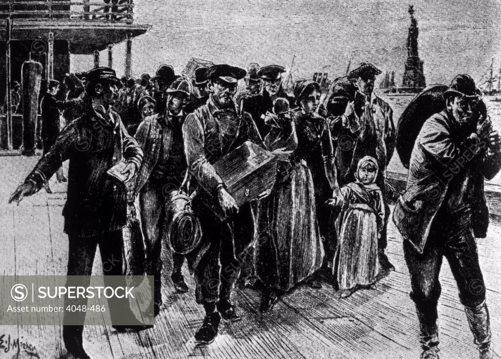 Immigrants arriving in New York City in the late 19th century